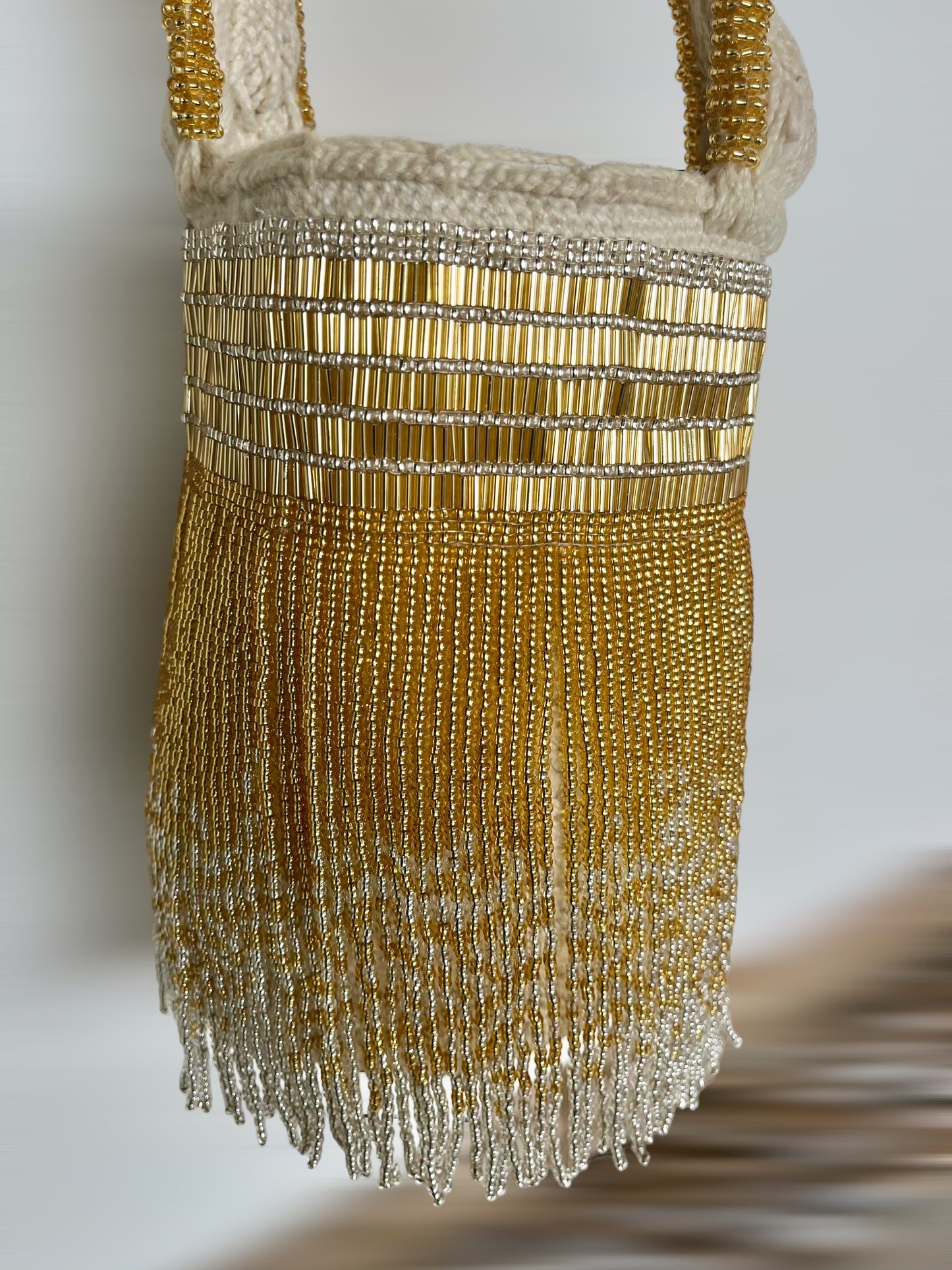 Medium Gold Fringe Beaded Arhuaca Bag