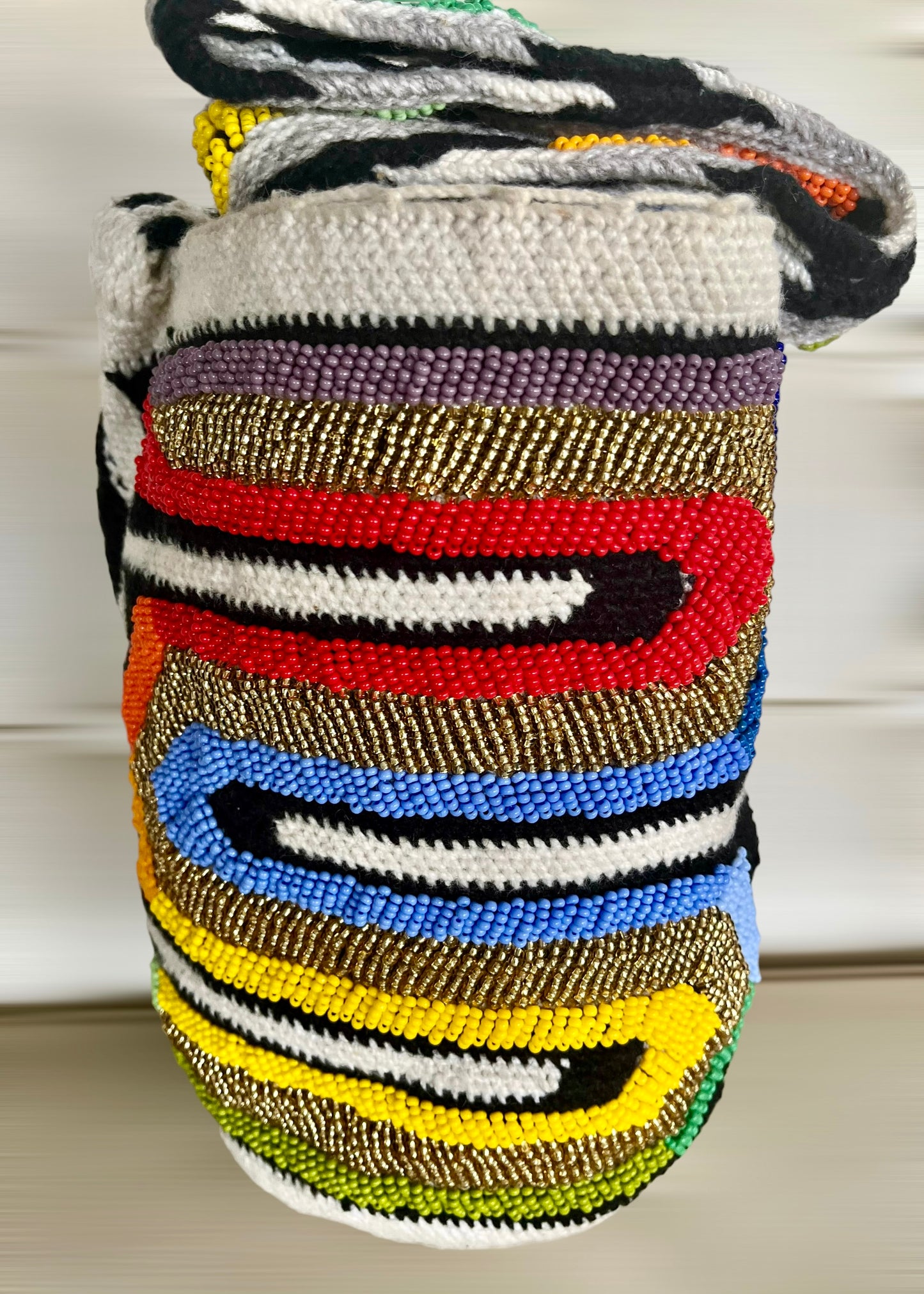 Large Rainbow Beaded Arhuaca Bag