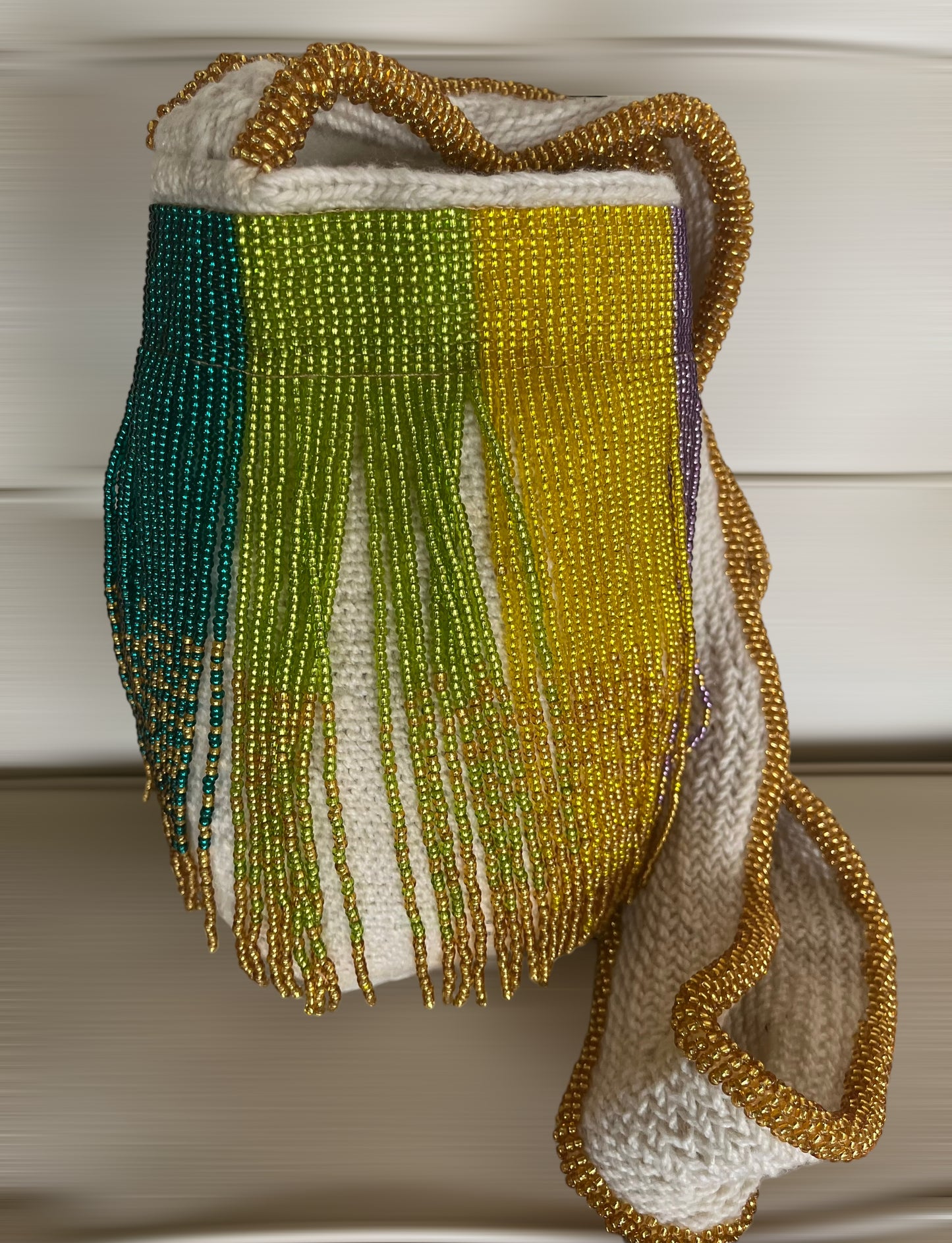 Medium Rainbow Fringe Beaded Arhuaca Bag