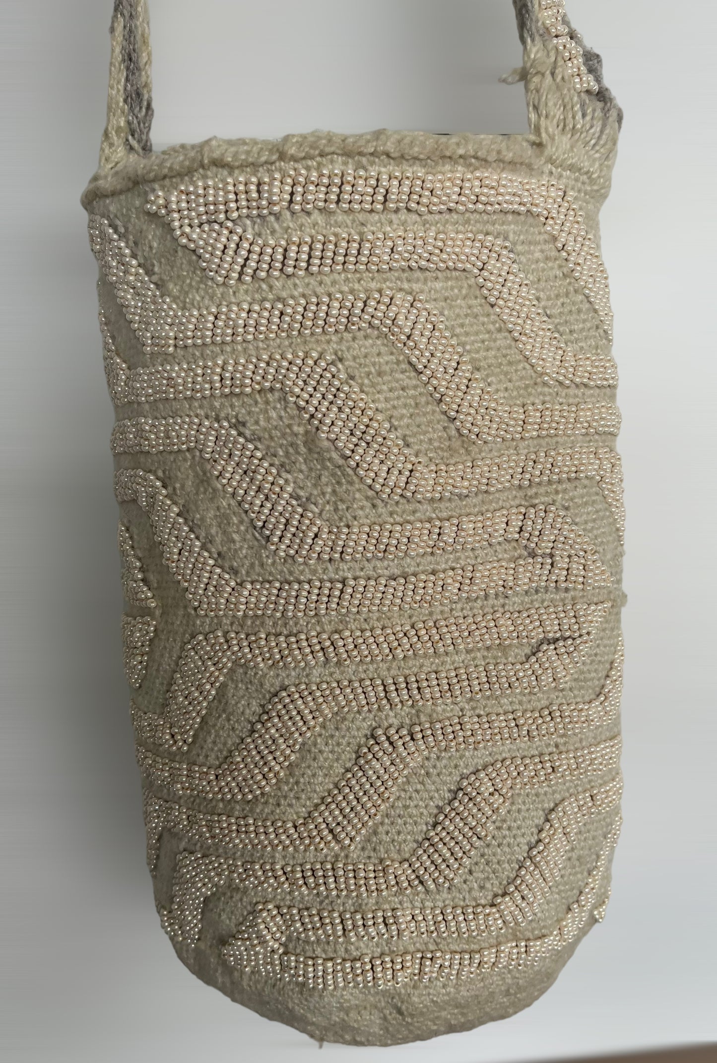 Large Beige Beaded Arhuaca Bag