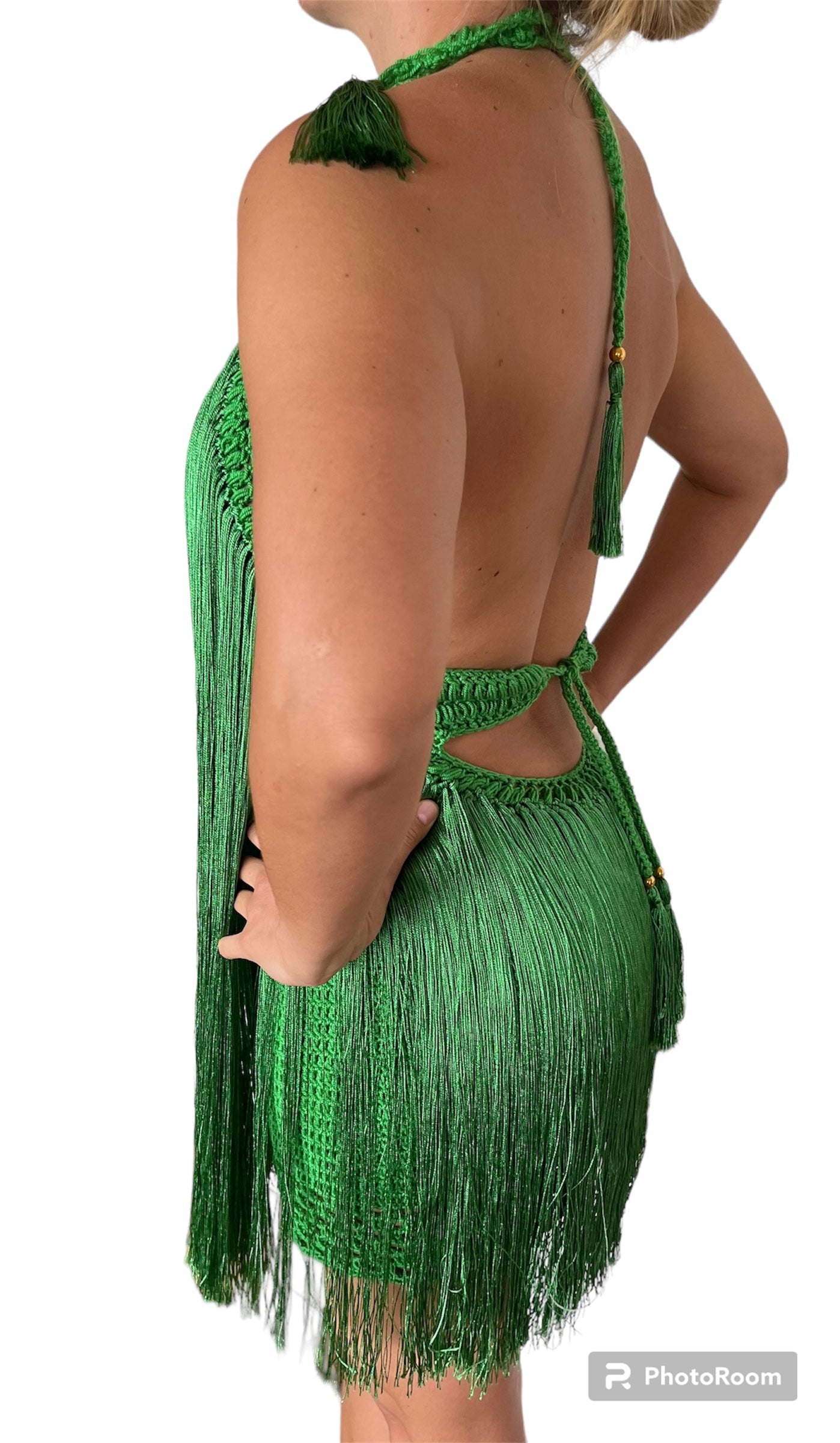 Flamenco Short Dress in Emerald Green