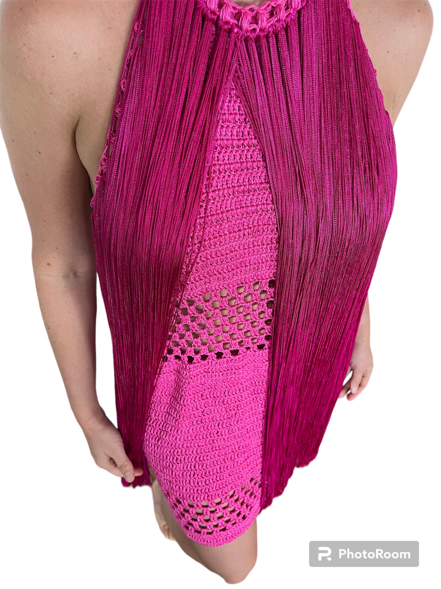 Flamenco Short Dress in Magenta